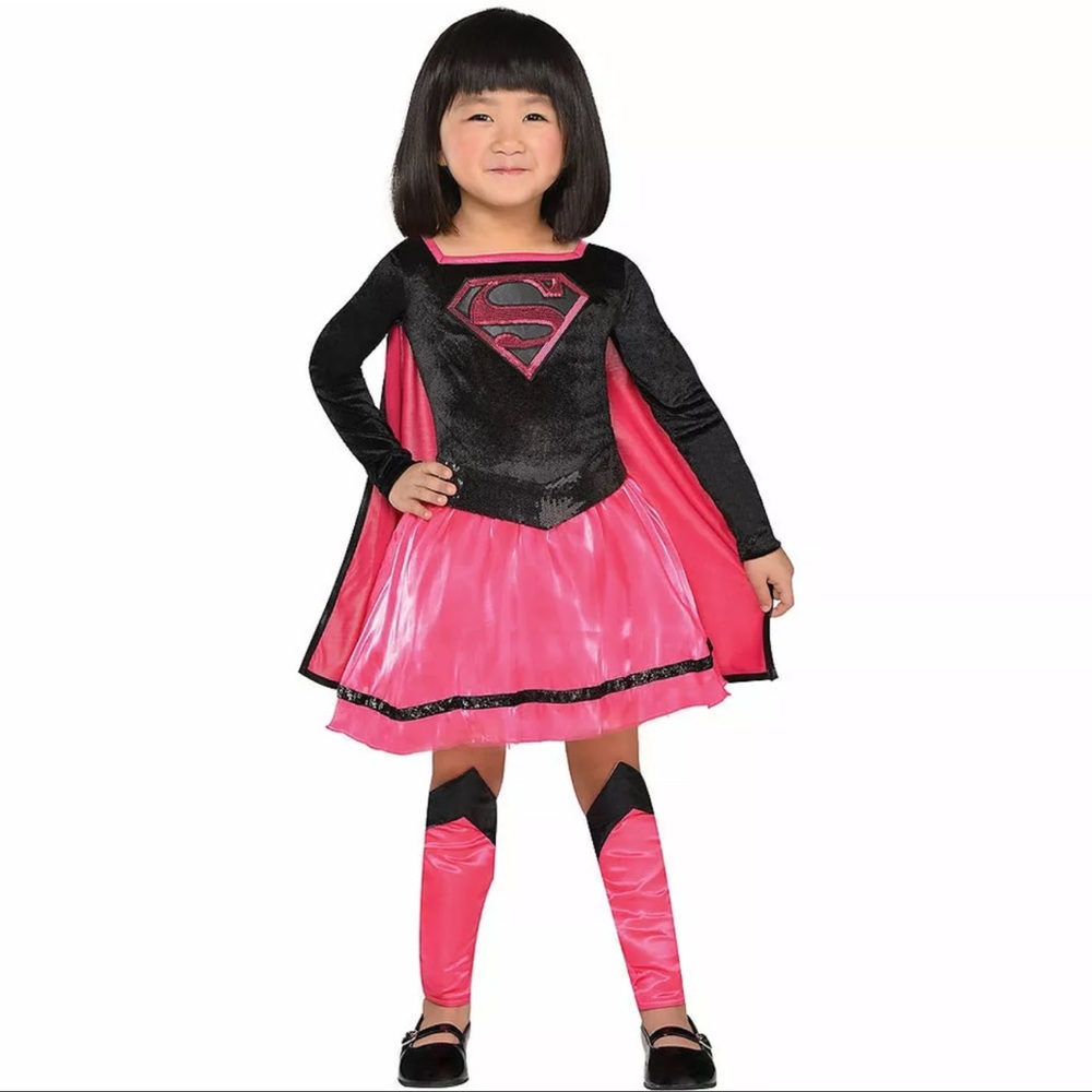 Brand new Toddler Girls Pink Supergirl Dress Costume